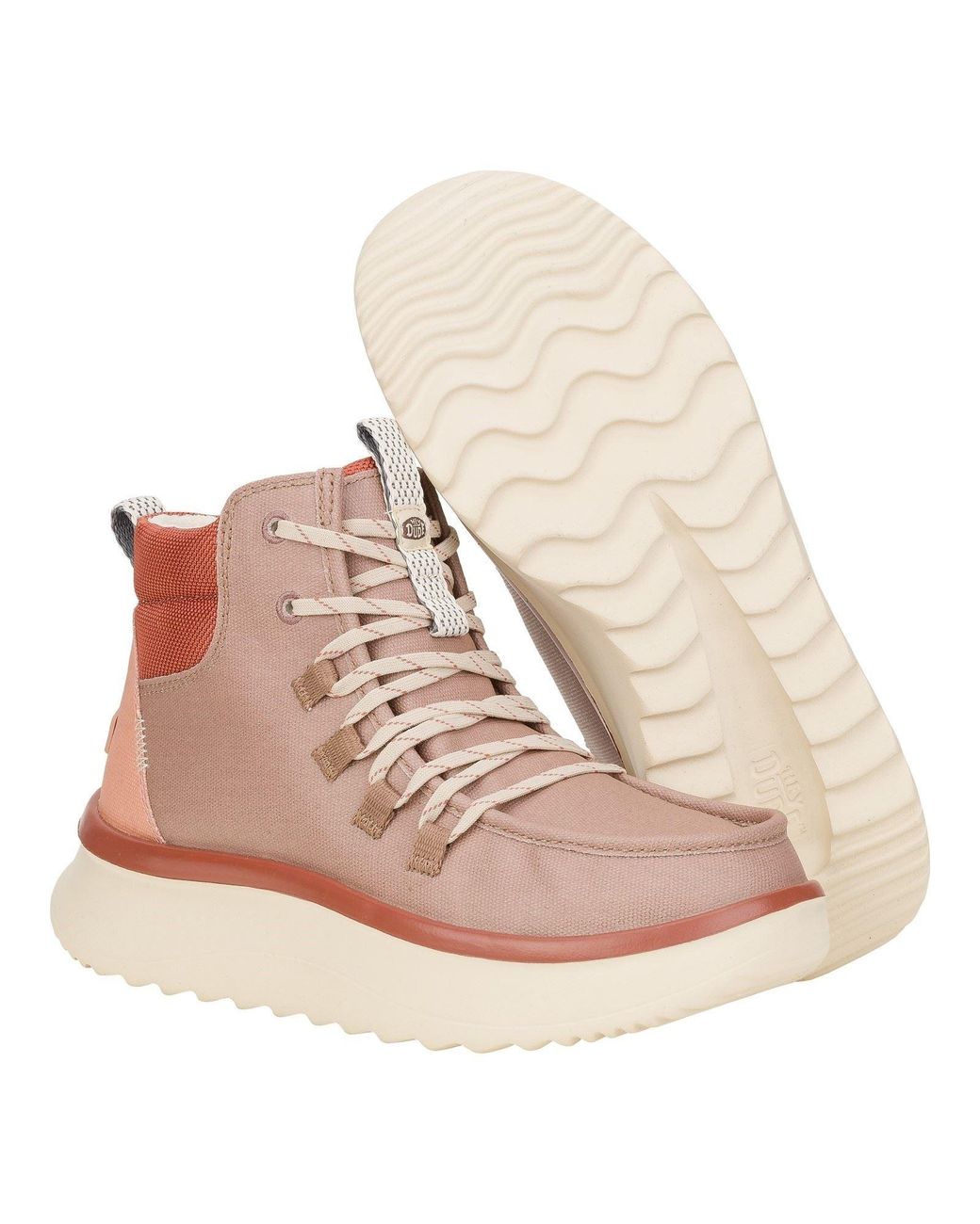 HeyDude Pink Wendy Peak Apres Pu Coated Canvas Desert Boots