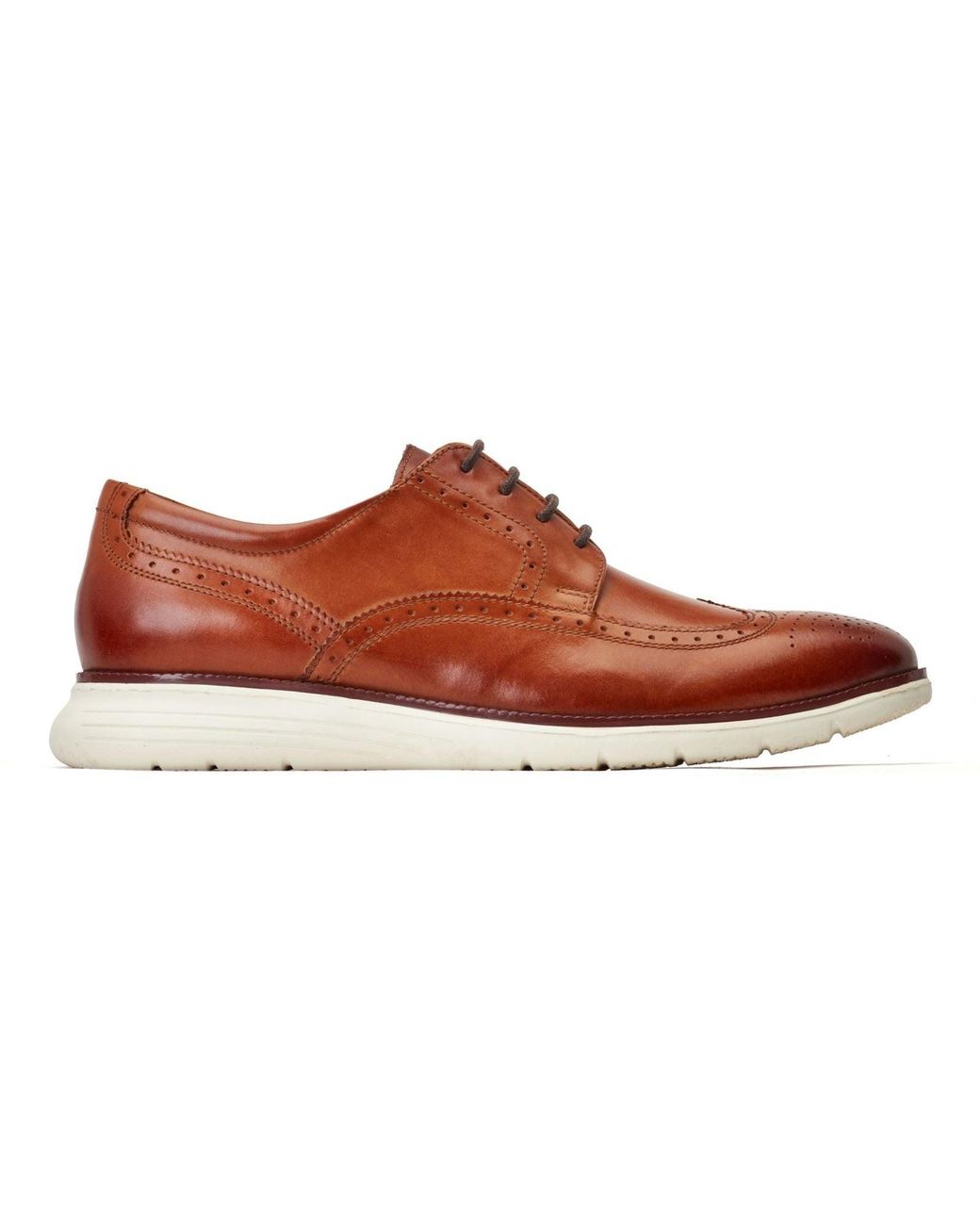 Base London Brown Flight Leather Burnt Brogues Shoes for men