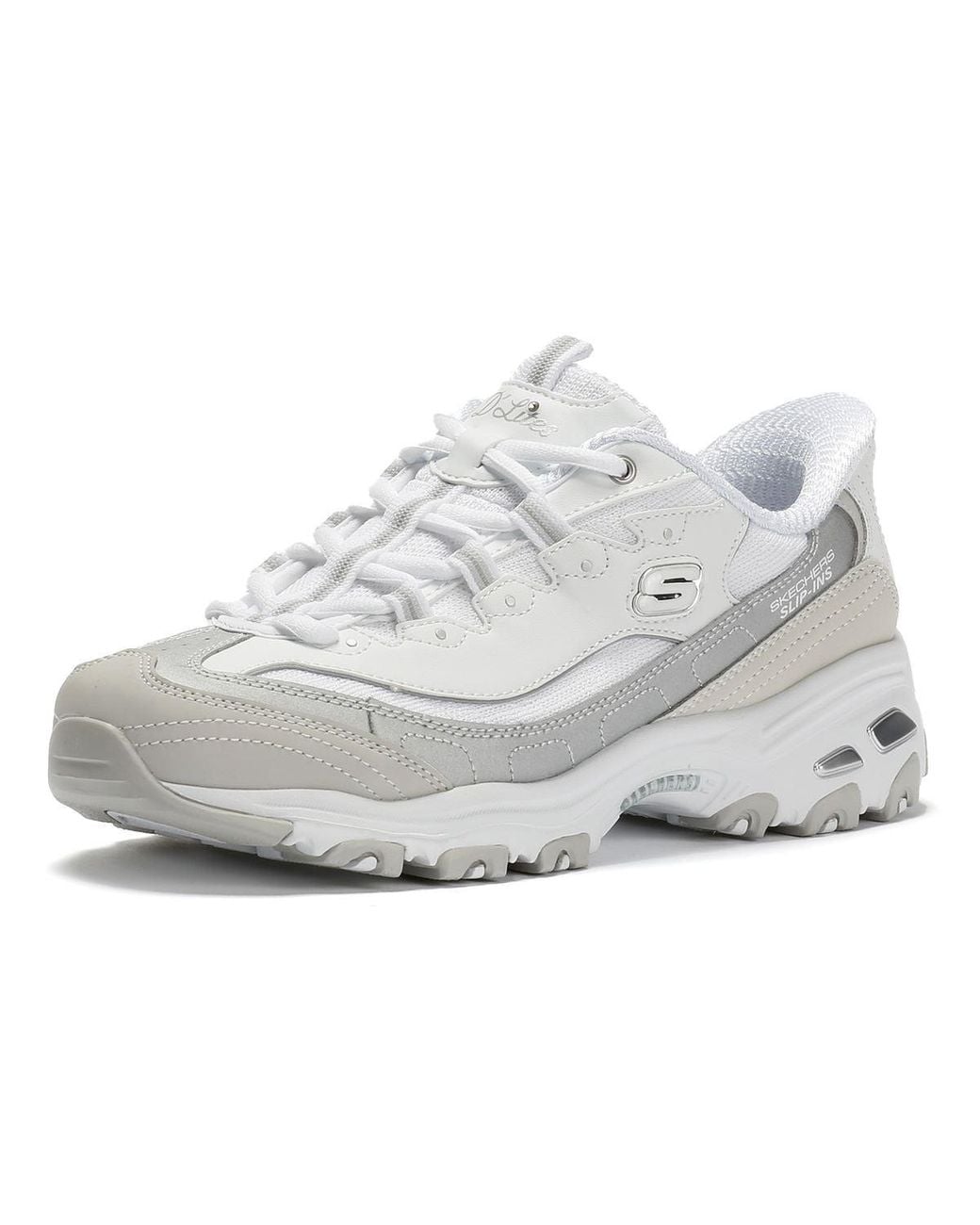 Skechers White Slip-Ins D'Lites Smooth Trainers