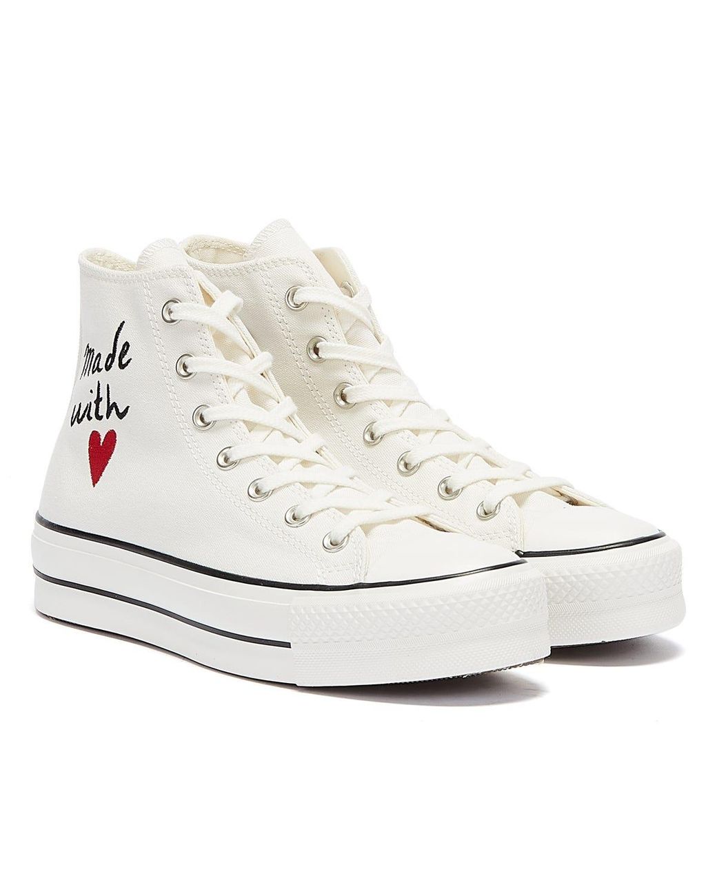 Converse Canvas All Star Lift Valentine's Day Hi Womens White Trainers - Lyst
