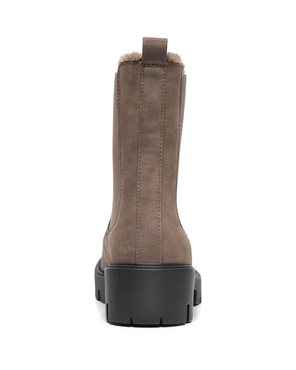 ONLY Brown Betty-9 Warm Lined Polyurethane Stone Heeled Ankle Boots