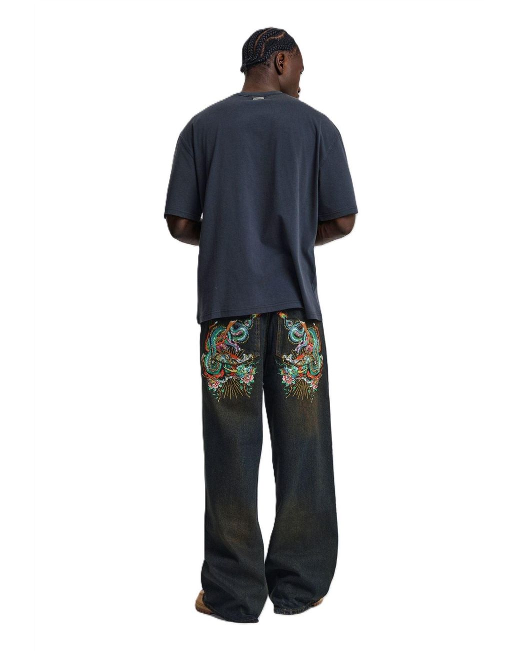 Ed Hardy Black Slithering Dragon Xxtra Sandy Jeans for men