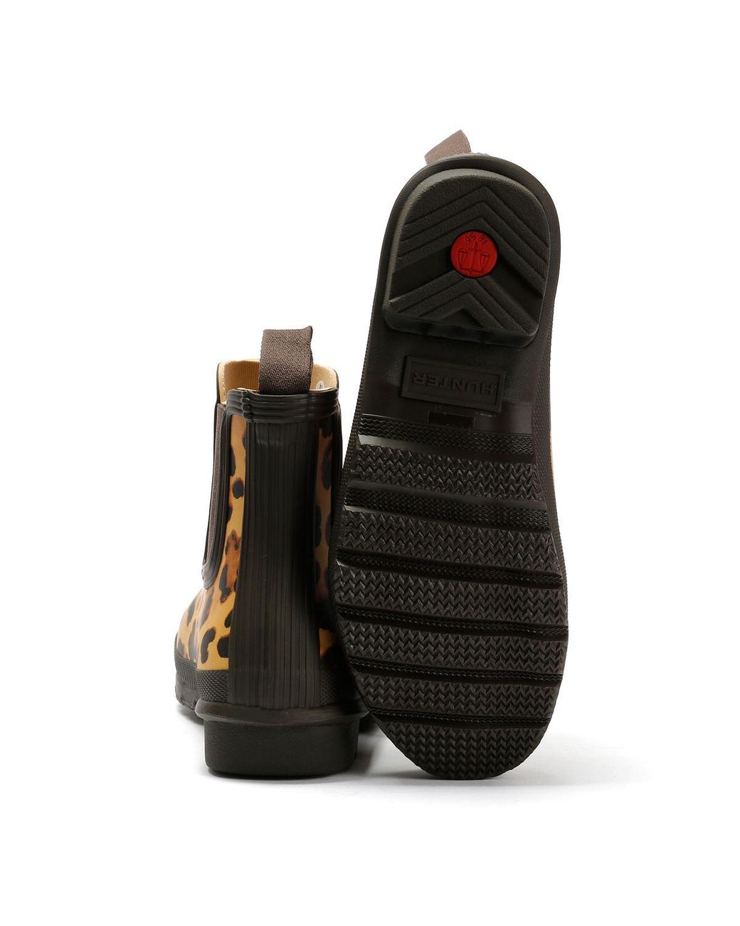 Hunter Brown Original Chelsea Rubber Leopard Wellington Boots