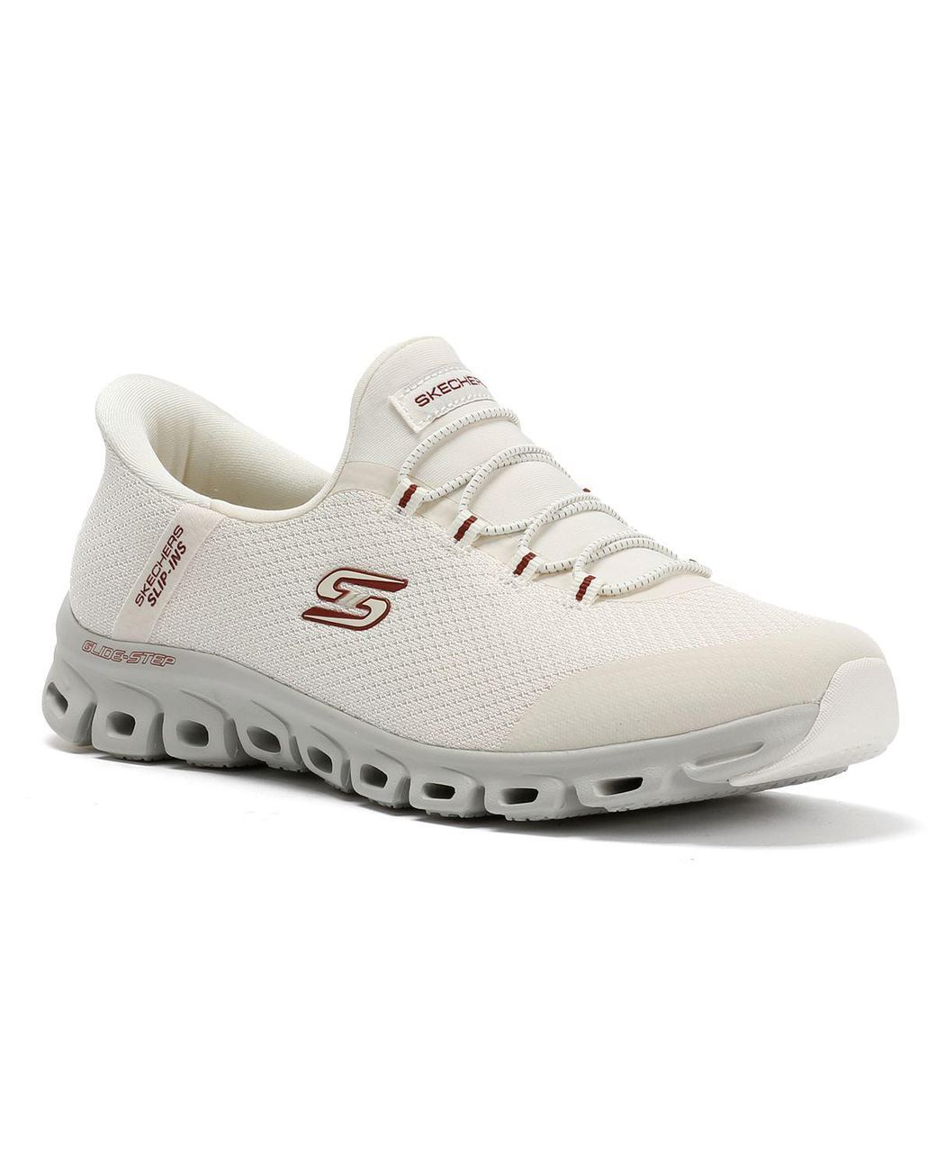 Skechers White Slip-Ins Glide Step Vibey Mesh Trainers