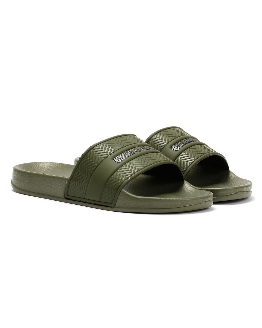 Original Penguin Green Paradise Khaki Slides for men