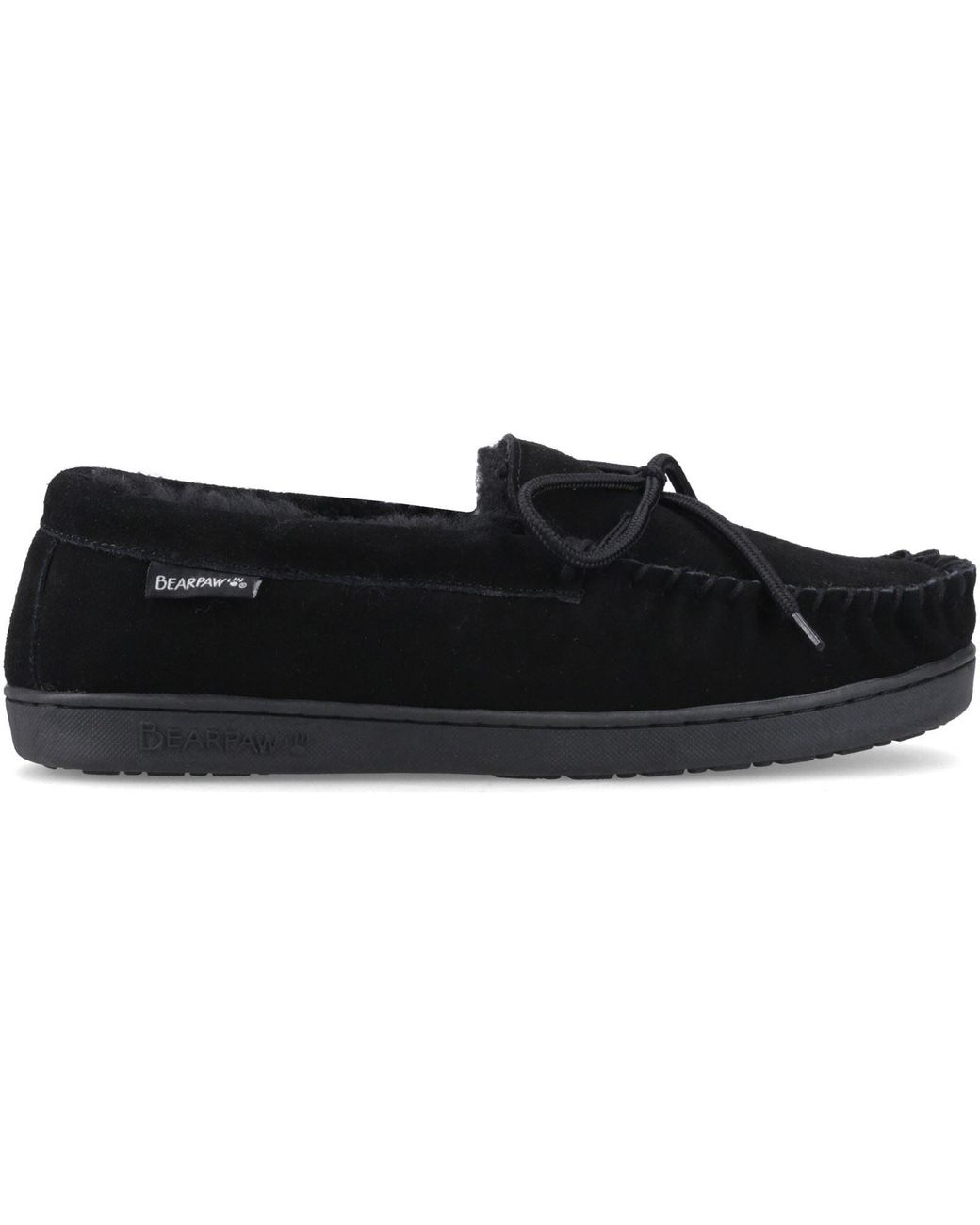 BEARPAW Black Moc Ii Suede Slippers for men