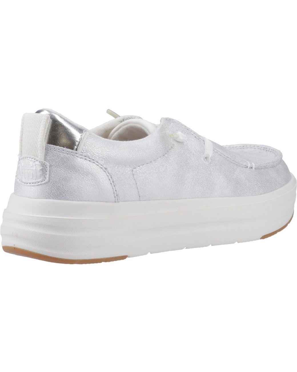 HeyDude White Wendy Nova Shimmer Synthetic Snow Moccasins Shoes