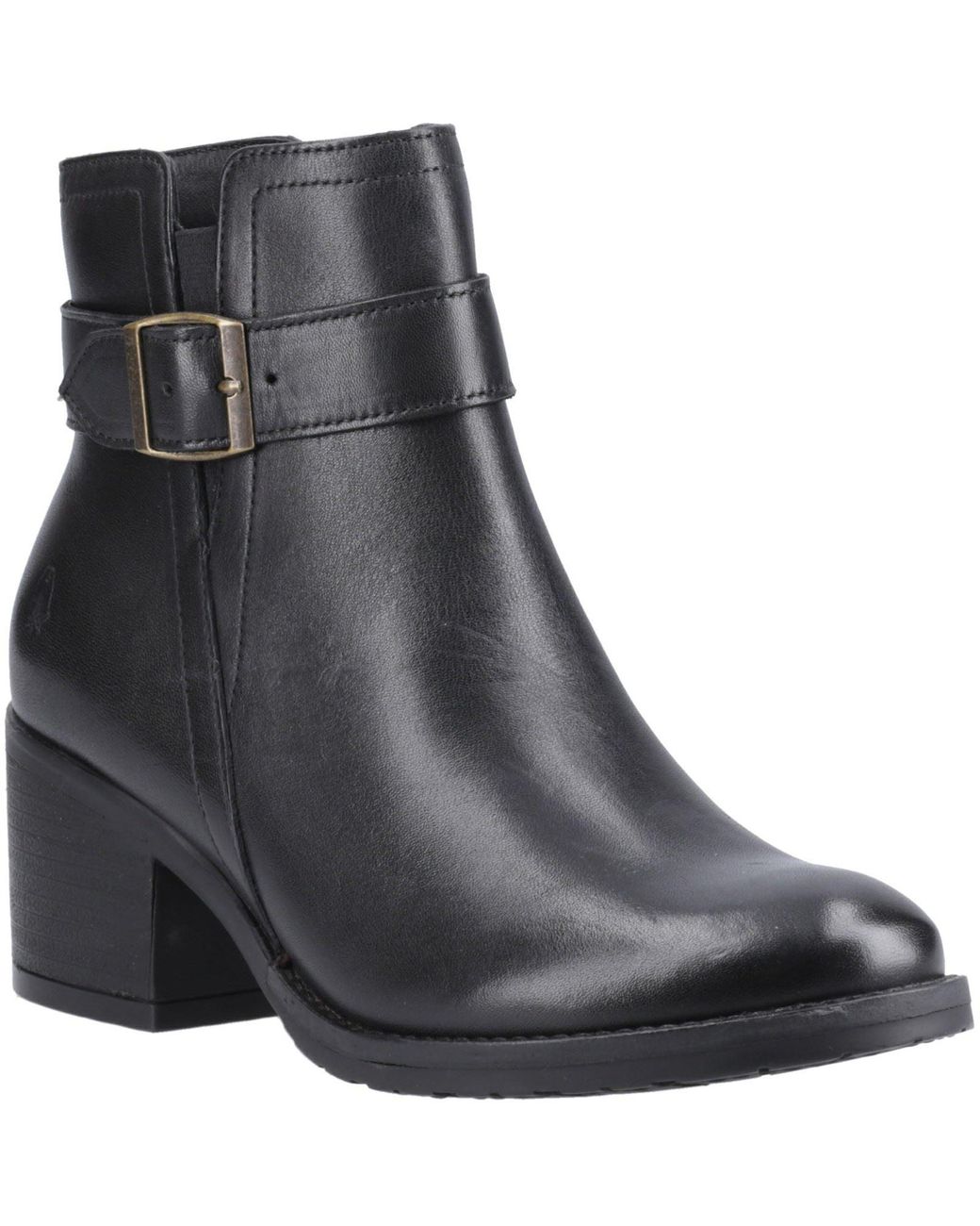 Hush Puppies Black Hensley Leather Heeled Ankle Boots
