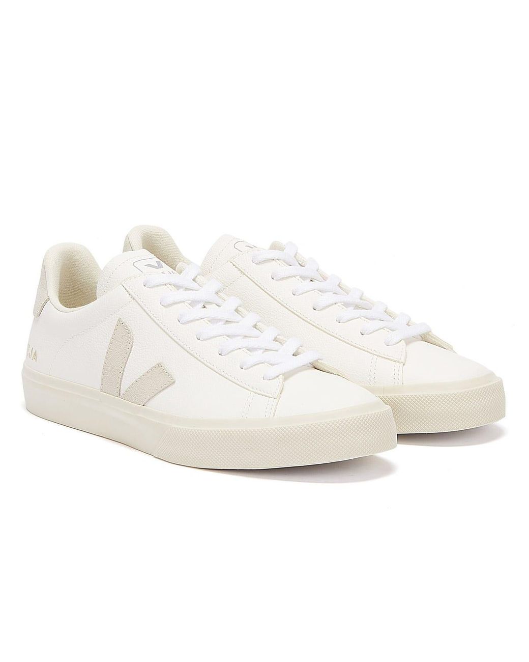 Veja White Campo Leather Low Top Sneakers