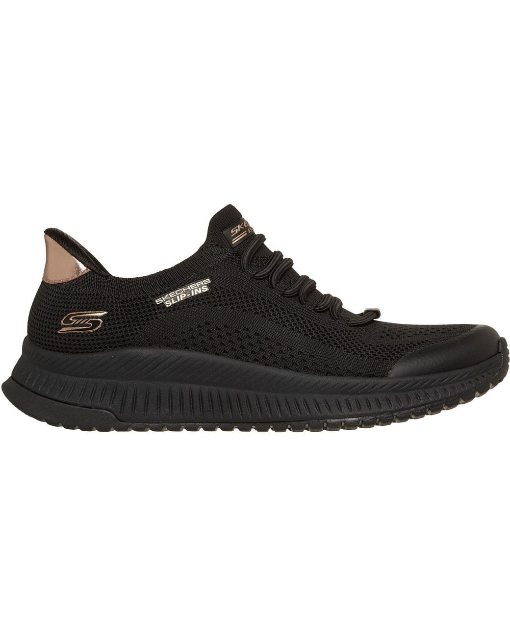 Skechers Black Bobs Sport Squad 4 Dire Step Polyester Trainers