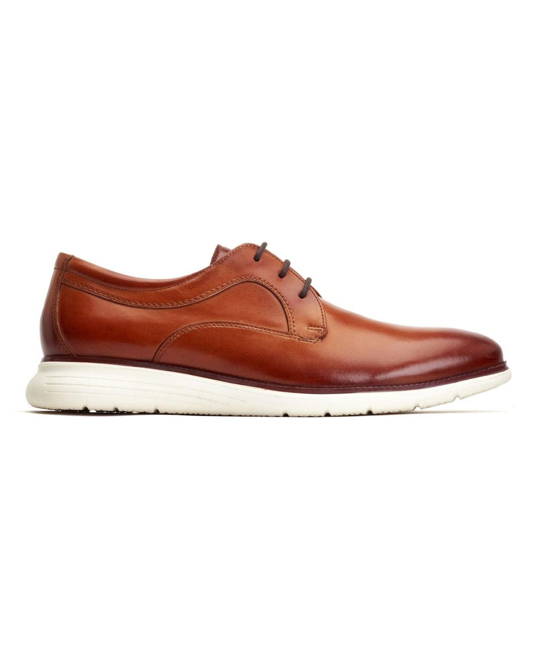 Base London Brown Wing Leather Burnt Derby Shoes for men