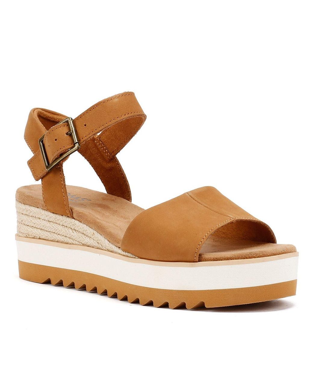 TOMS Brown Diana Leather Wedges