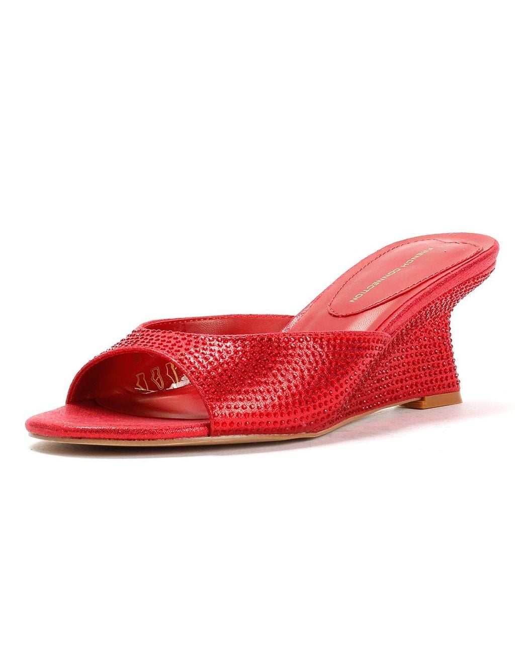 French Connection Red Tina Rhinestone Wedge Sandals