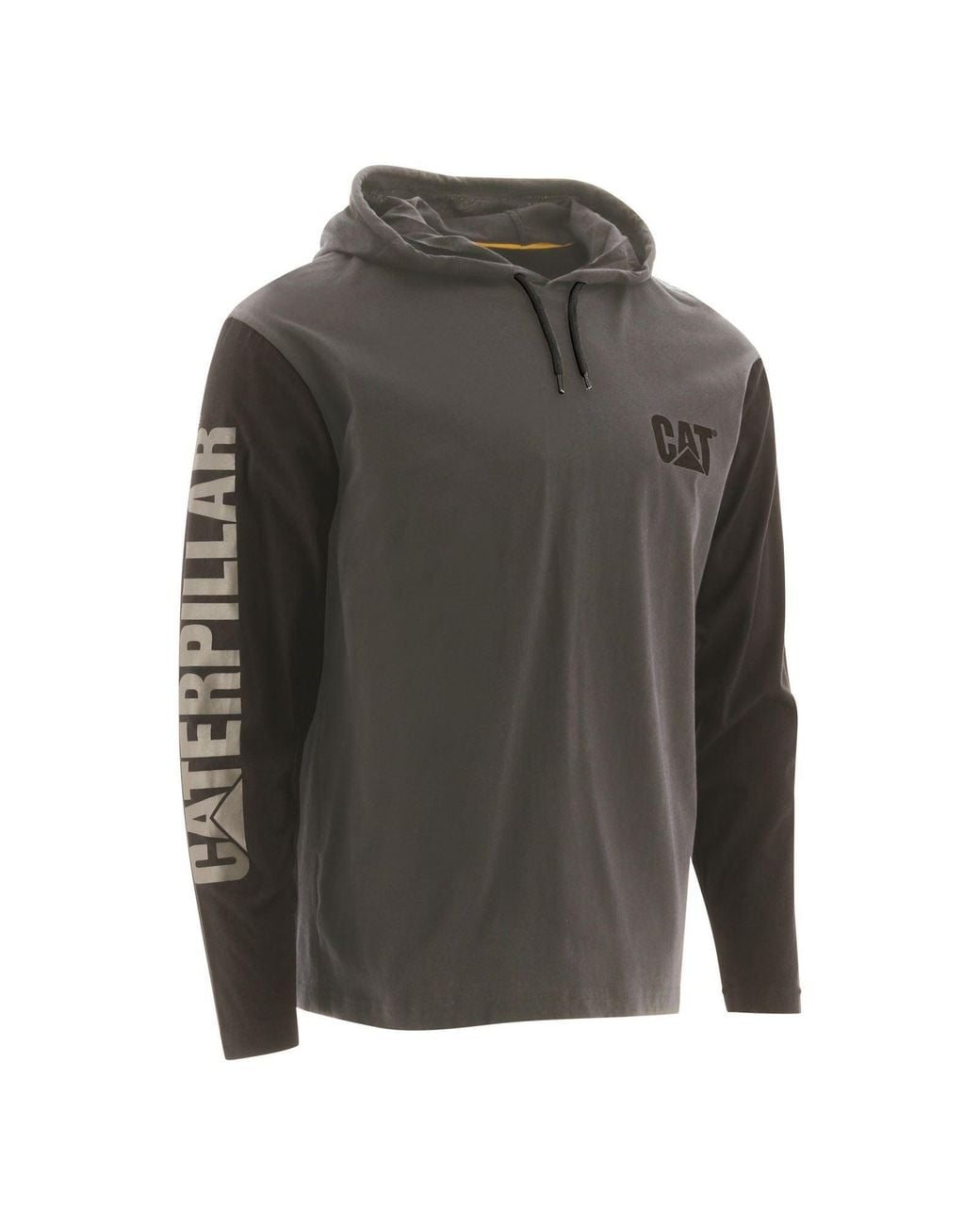 Caterpillar Gray Hooded Long Sleeve Cotton T-Shirt for men