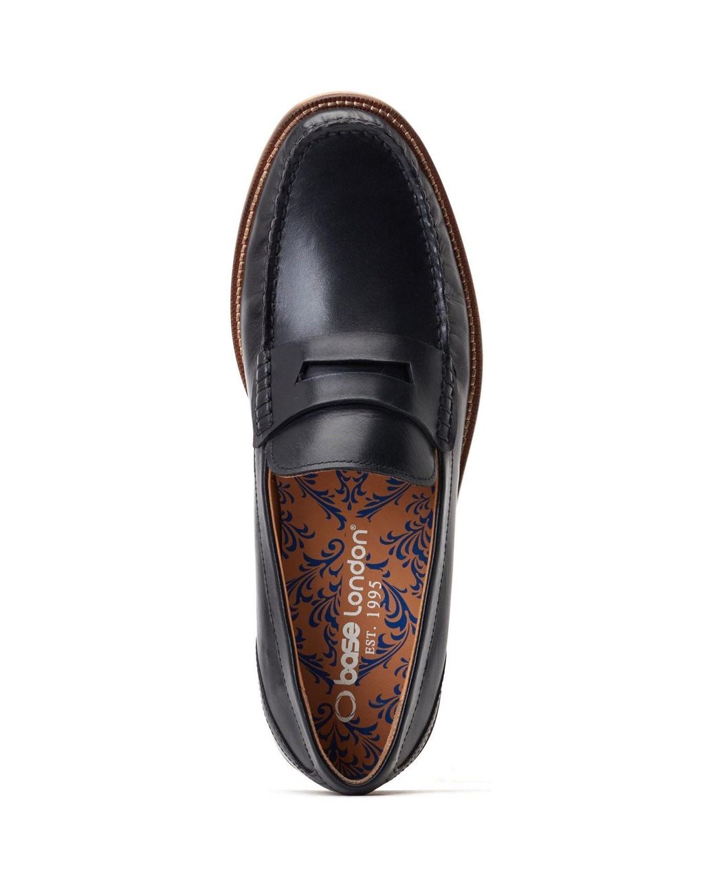 Base London Blue Garfield Leather Loafers for men