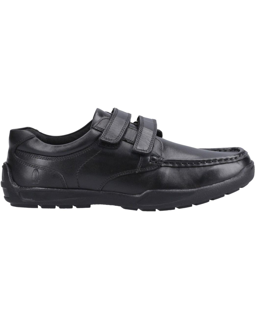Hush Puppies Black Maddox Leather Moccasins Shoes for men
