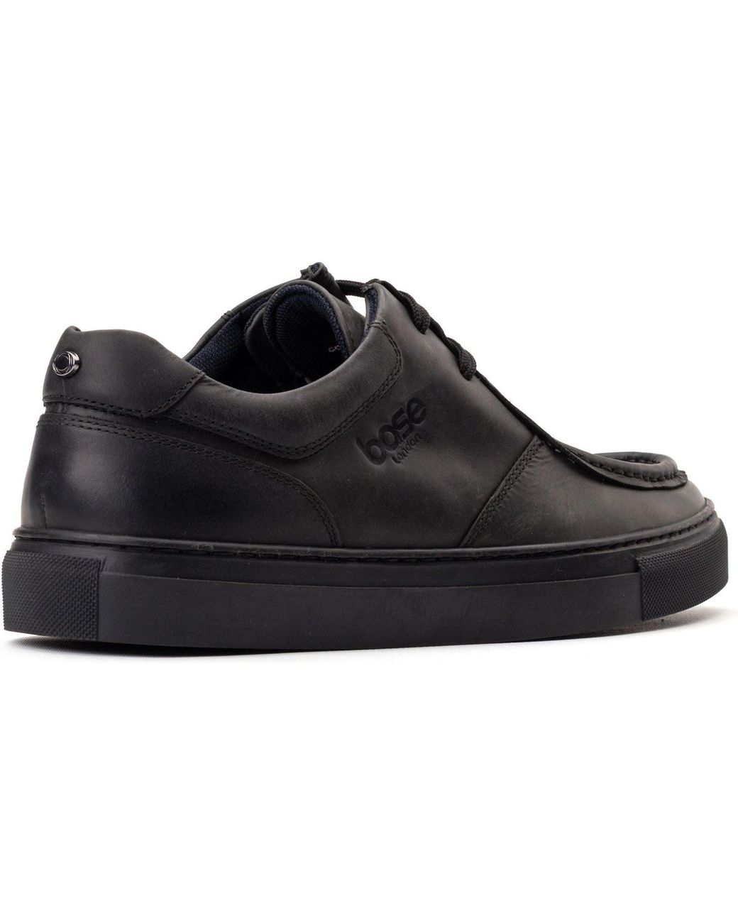 Base London Black Dalston Leather Moccasins Shoes for men