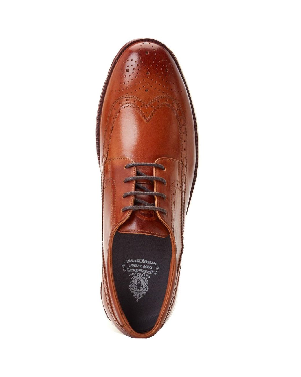 Base London Brown Flight Leather Burnt Brogues Shoes for men