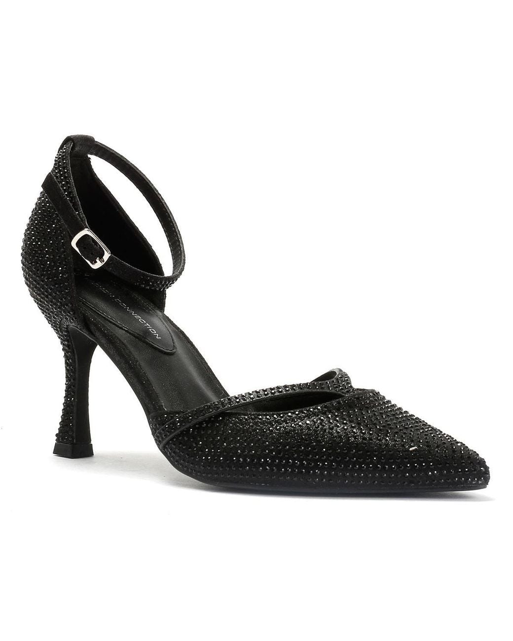 French Connection Black Nina Rhinstone Stilleto Heels