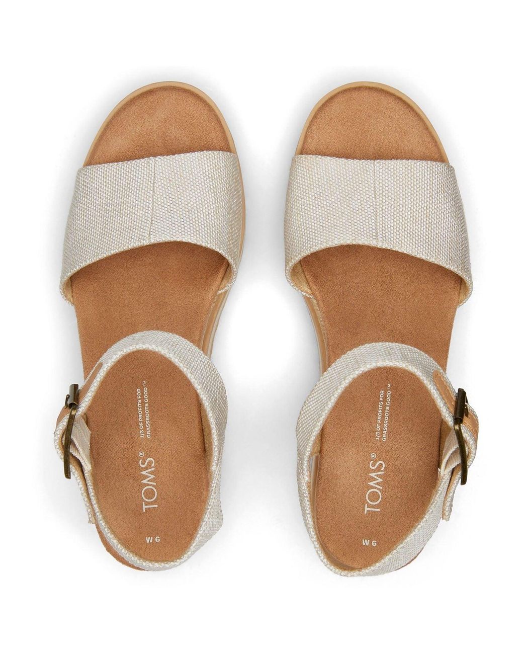 TOMS Metallic Diana Canvas Platforms Wedge Sandals