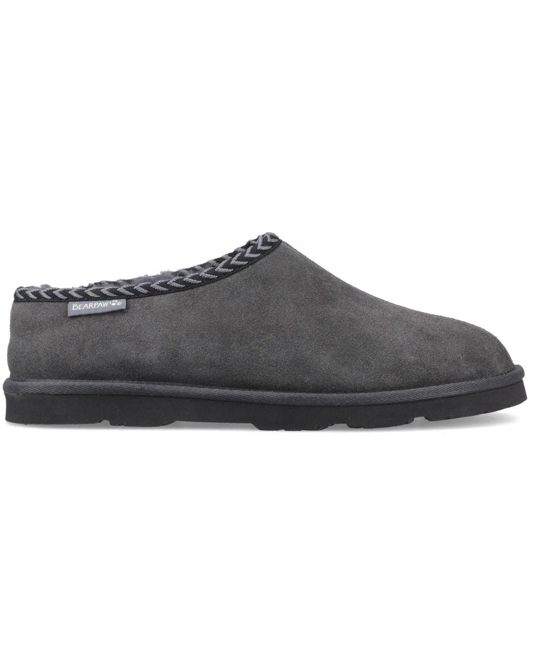BEARPAW Gray Beau Suede Dark Slippers for men