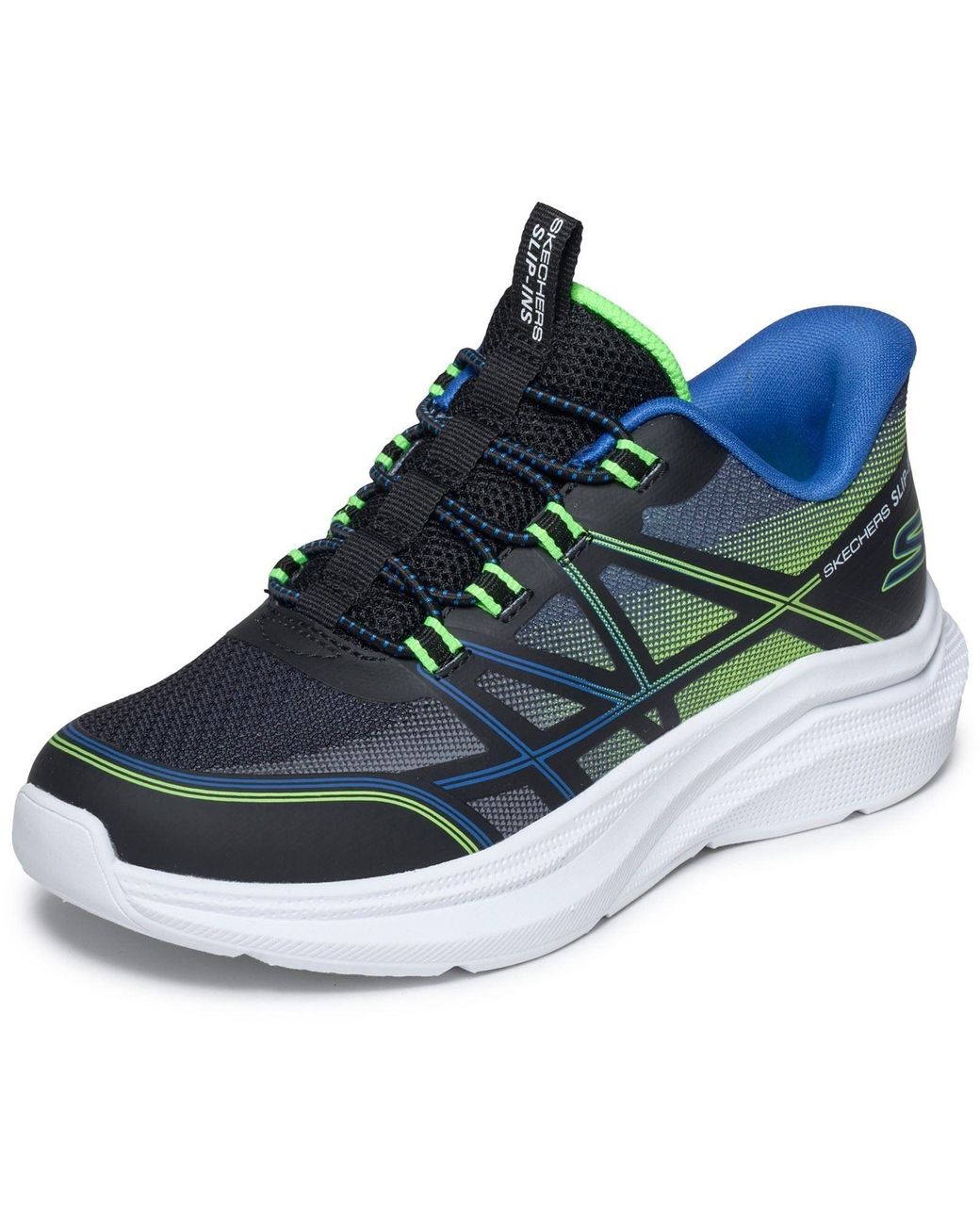 Skechers Blue Microspec Velocity Grid-Shift/ & Lime Trainers