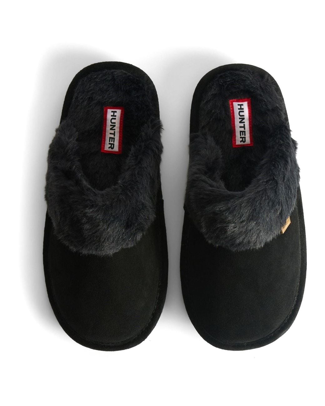 Hunter Black Mule Suede Slippers