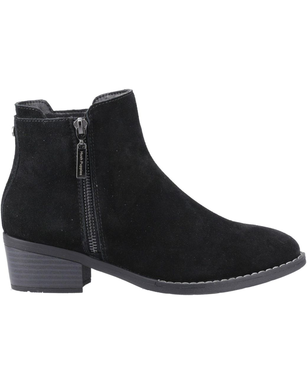 Hush Puppies Black Ingrid Suede Heeled Ankle Boots