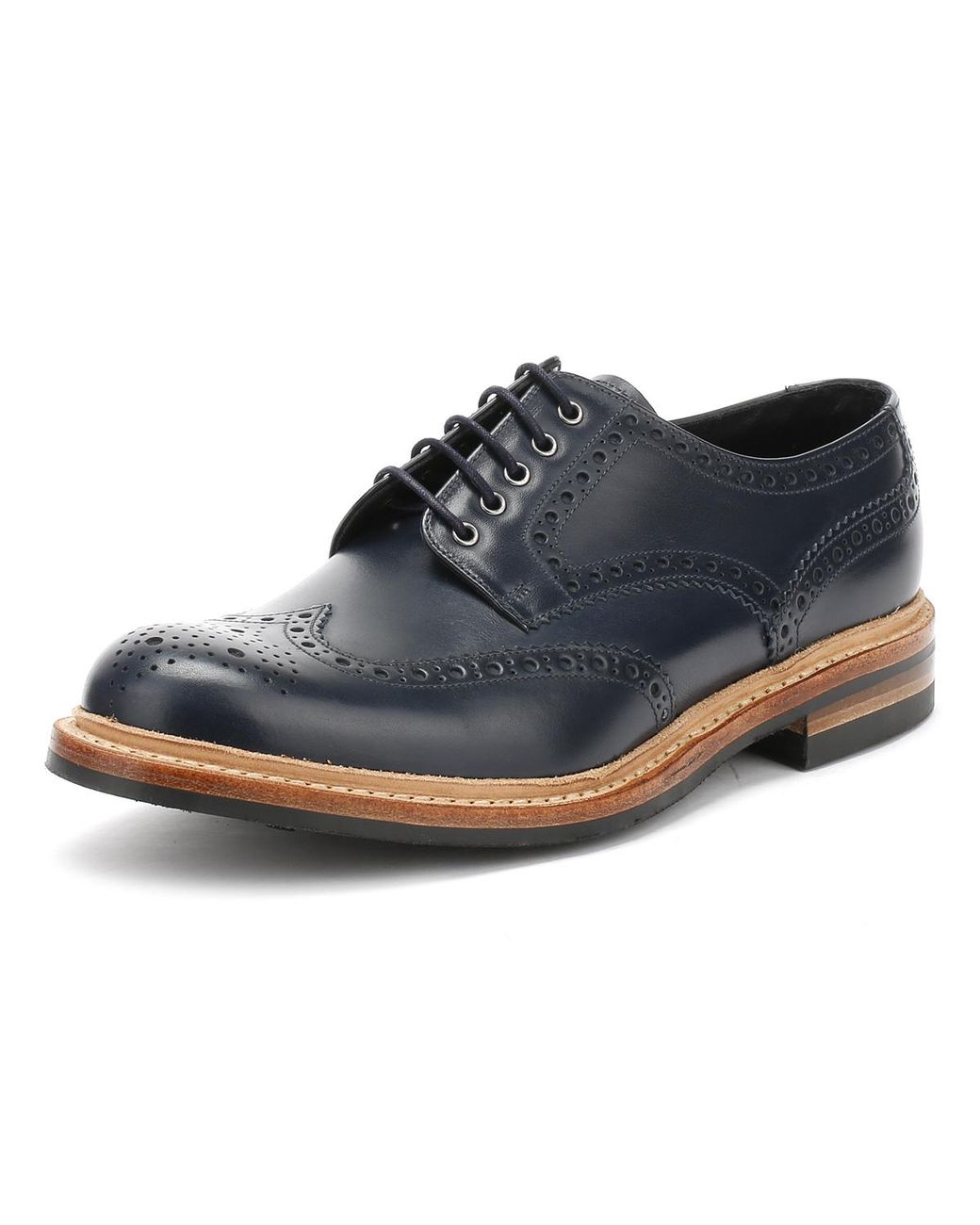 Loake Mens Navy Worton Brogue Derby 