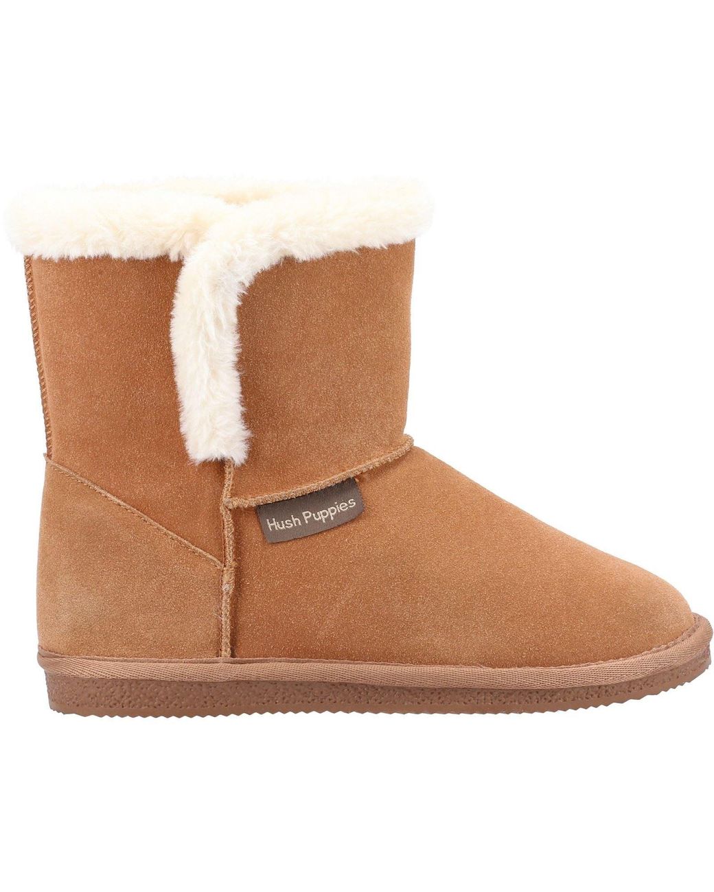 Hush Puppies Brown Ashleigh Suede And Faux Fur Slippers