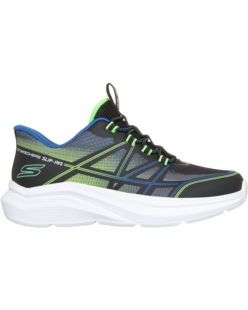 Skechers Blue Microspec Velocity Grid-Shift/ & Lime Trainers