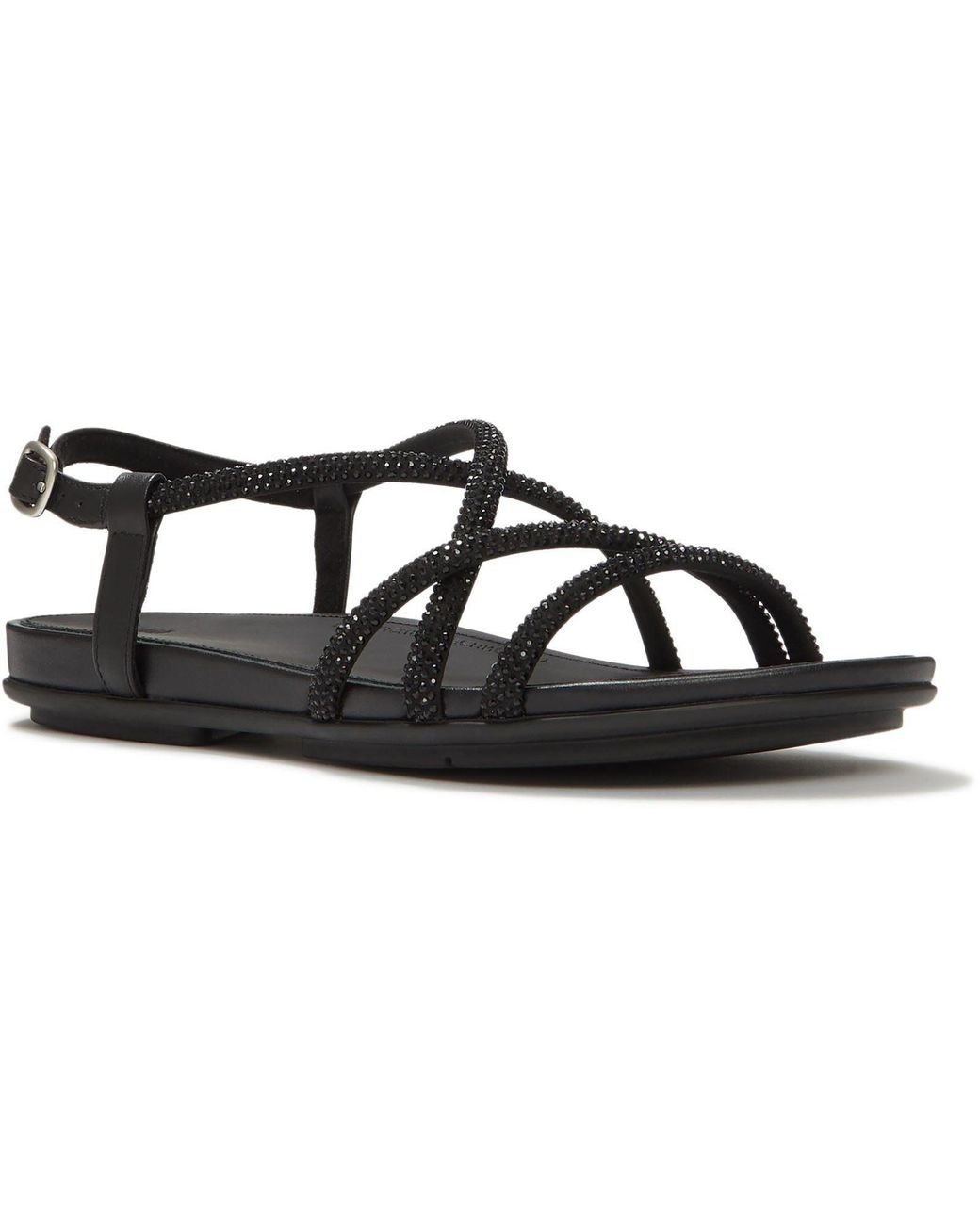 Fitflop Black Fino Toe-Post Leather All Sandals