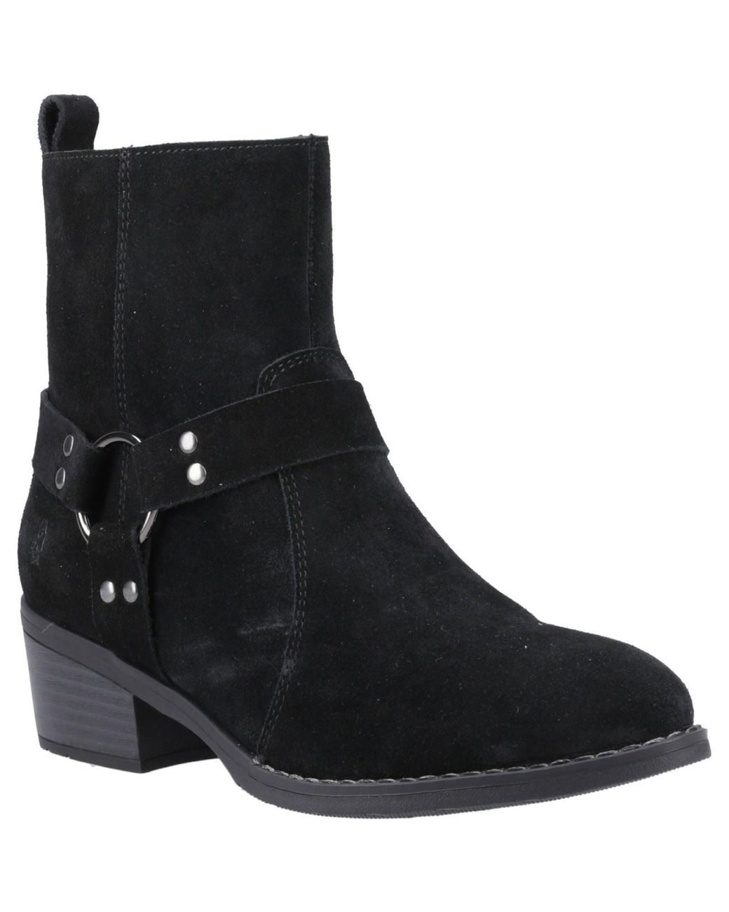 Hush Puppies Black Iria Suede Heeled Ankle Boots
