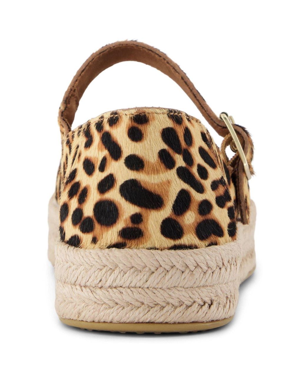 TOMS Brown Carolina Mary Jane Leather Leopard Print Espadrilles