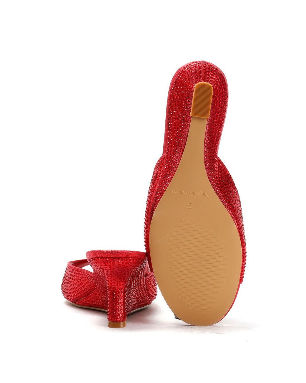 French Connection Red Tina Rhinestone Wedge Sandals