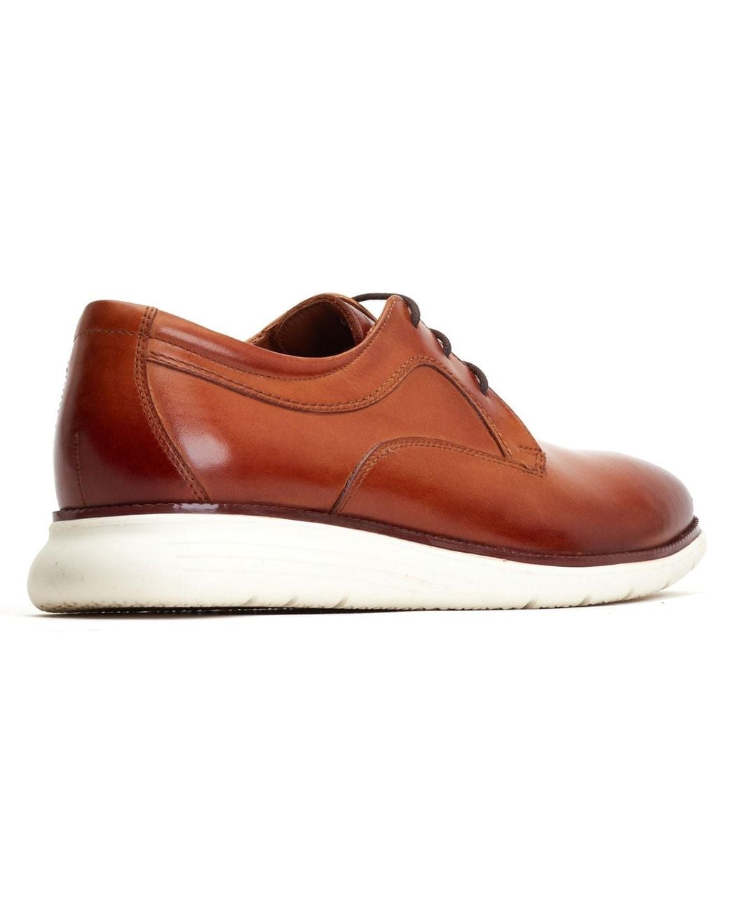 Base London Brown Wing Leather Burnt Derby Shoes for men