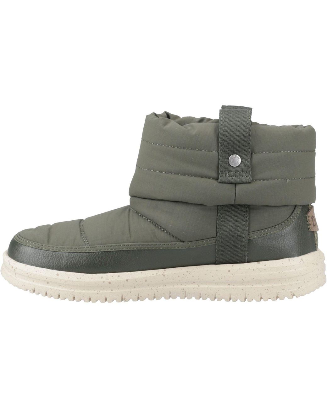 HeyDude Green Camden Cuff Nylon Quilt Nylon Winter Ankle Boots