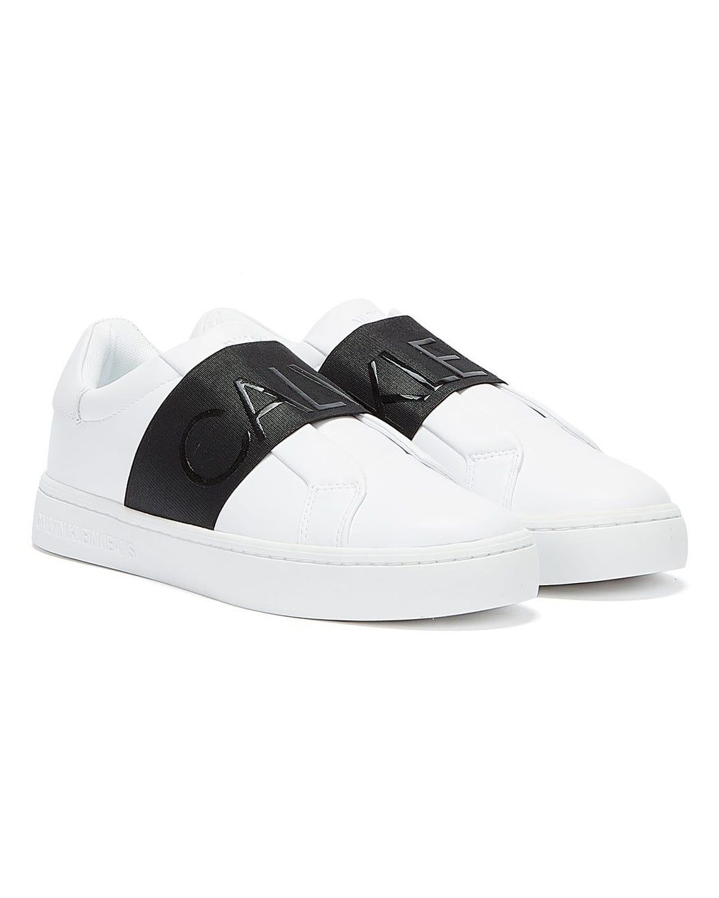 Calvin Klein Cupsole Elasticated Womens White Trainers - Lyst