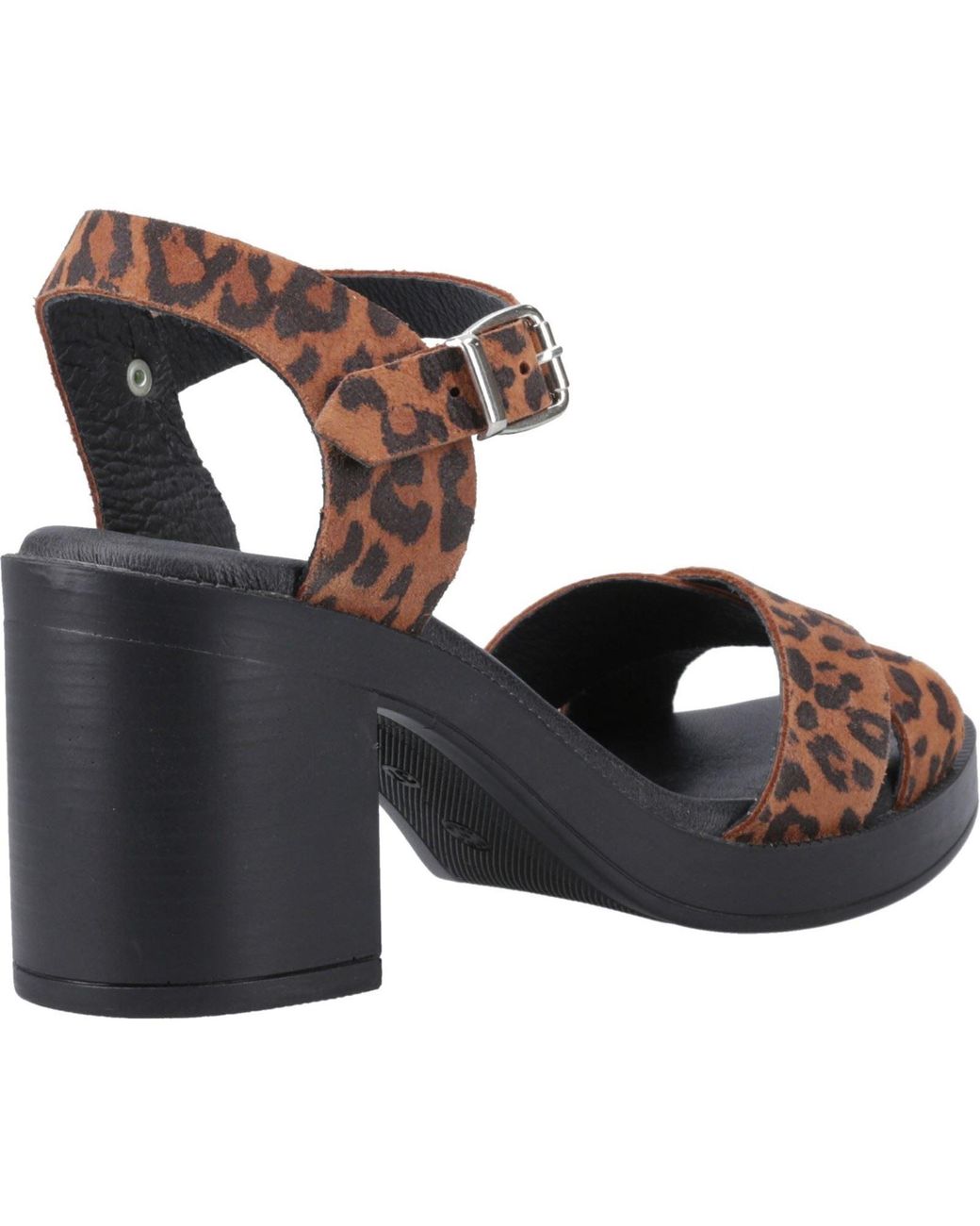 Hush Puppies Brown Georgia Leather Leopard Heels