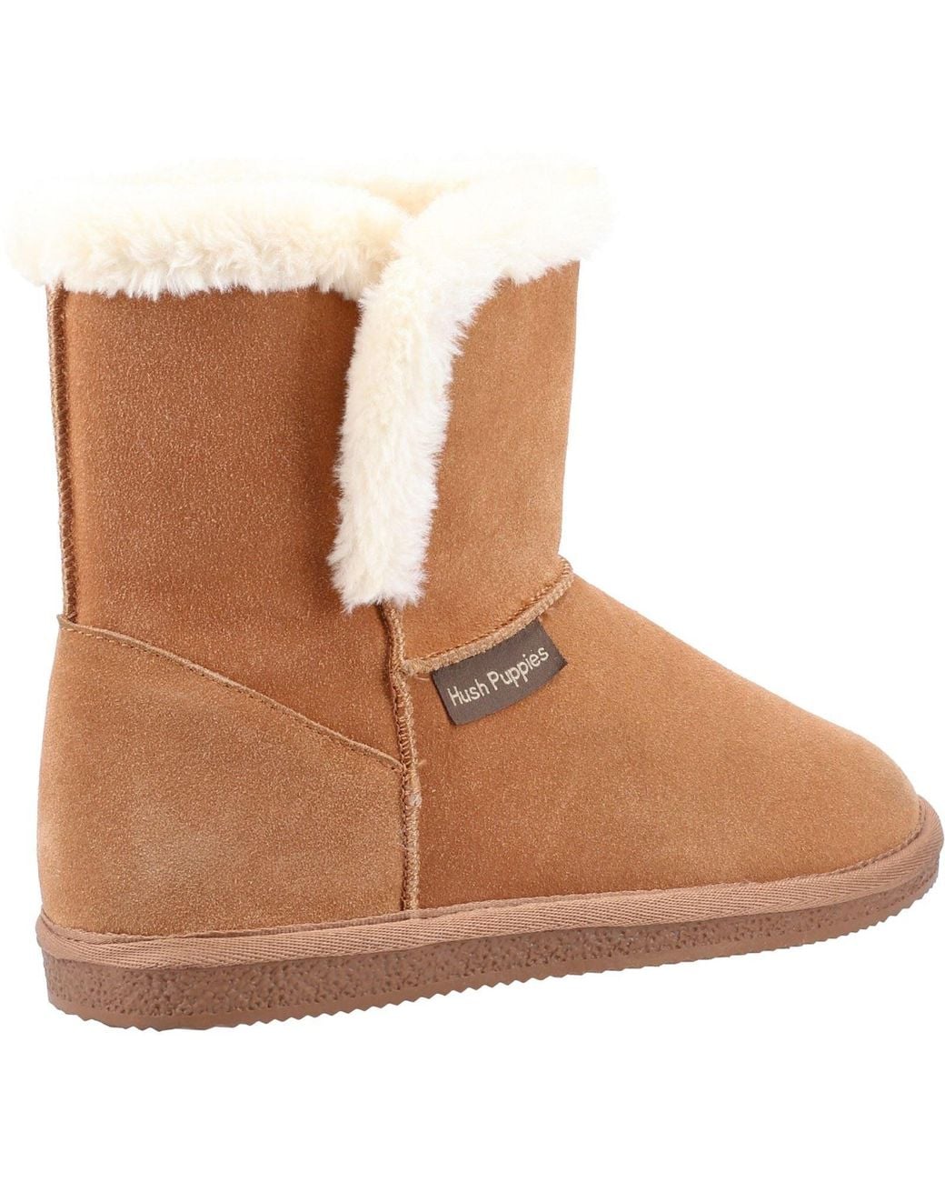 Hush Puppies Brown Ashleigh Suede And Faux Fur Slippers