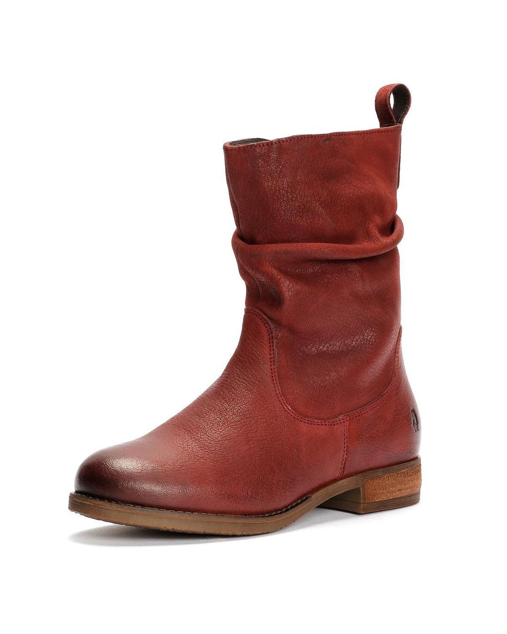 Hush Puppies Red Emilia Leather Burgundy Winter Mid Calf Boots