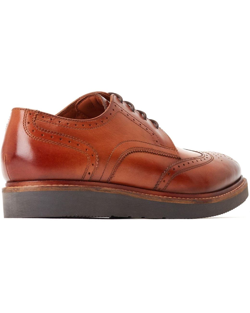 Base London Brown Joe Leather Burnt Brogues Shoes for men