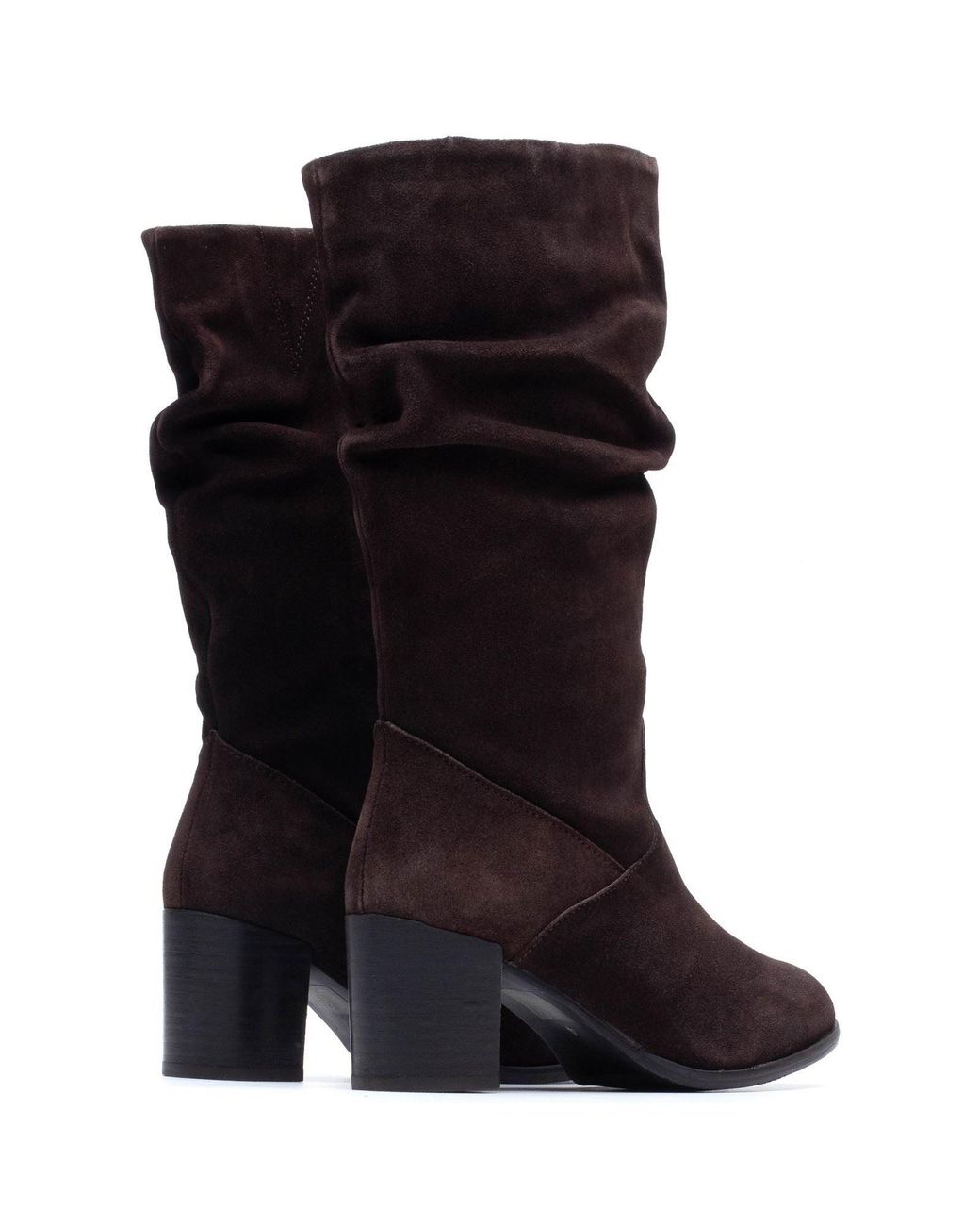 Hush Puppies Black Cosima Suede Heeled Knee High Boots