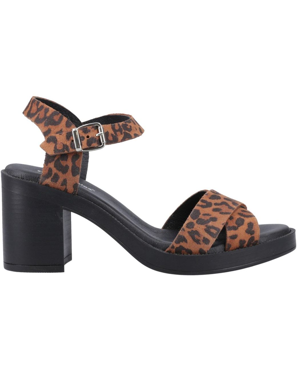 Hush Puppies Brown Georgia Leather Leopard Heels