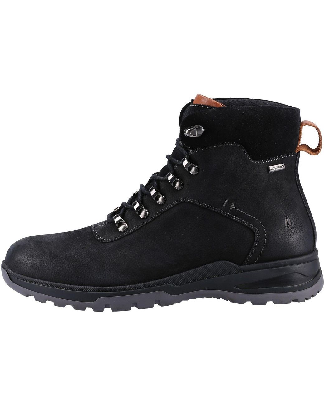 Hush Puppies Black Paul Leather Nubuck Boots for men