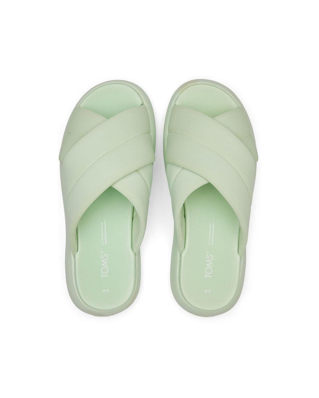 TOMS Green Mallow Crossover Polyester Blend Mint Slides