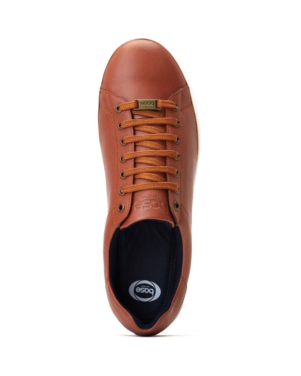 Base London Brown Tucker Leather Burnt Trainers for men