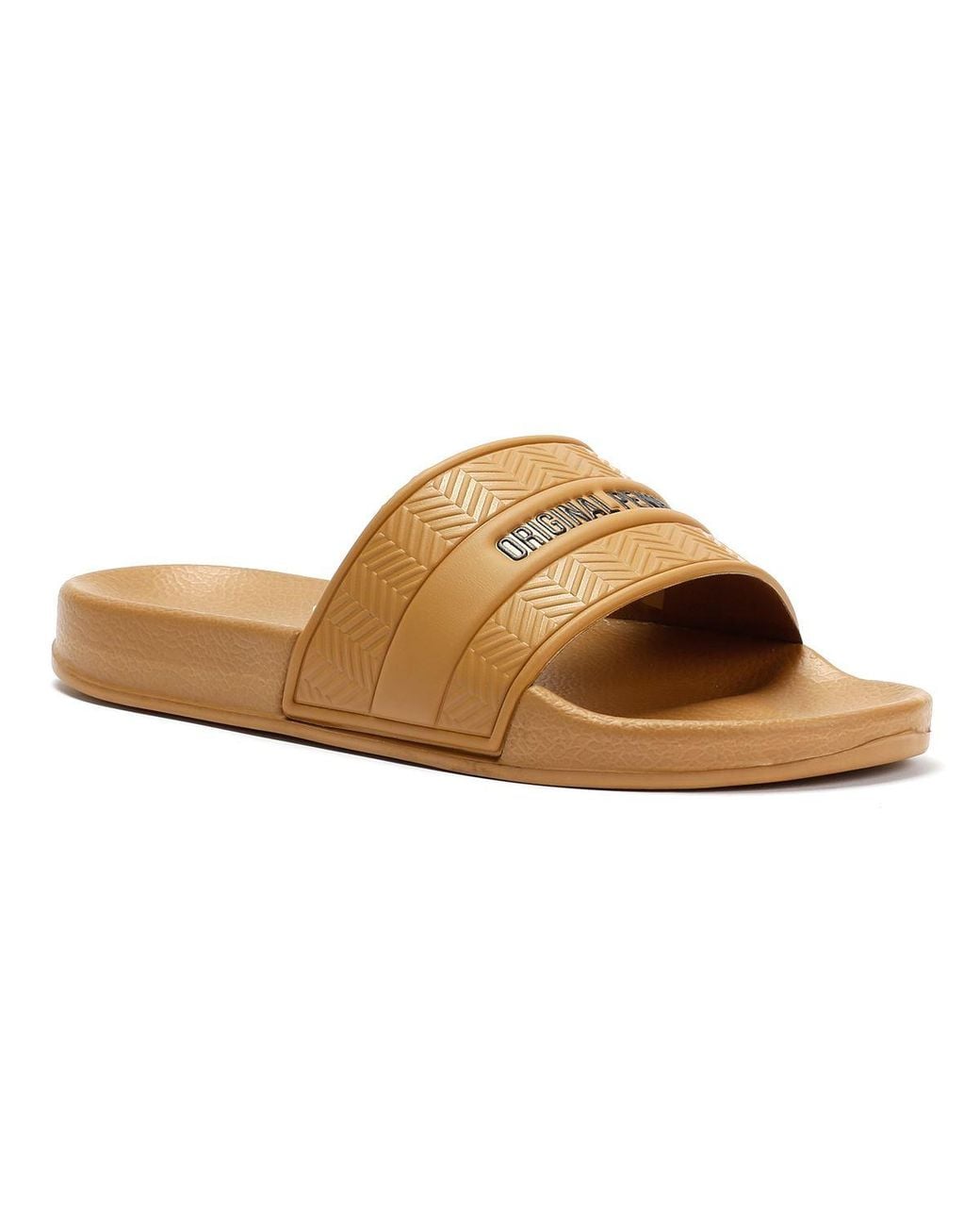 Original Penguin Brown Paradise Sand Slides for men