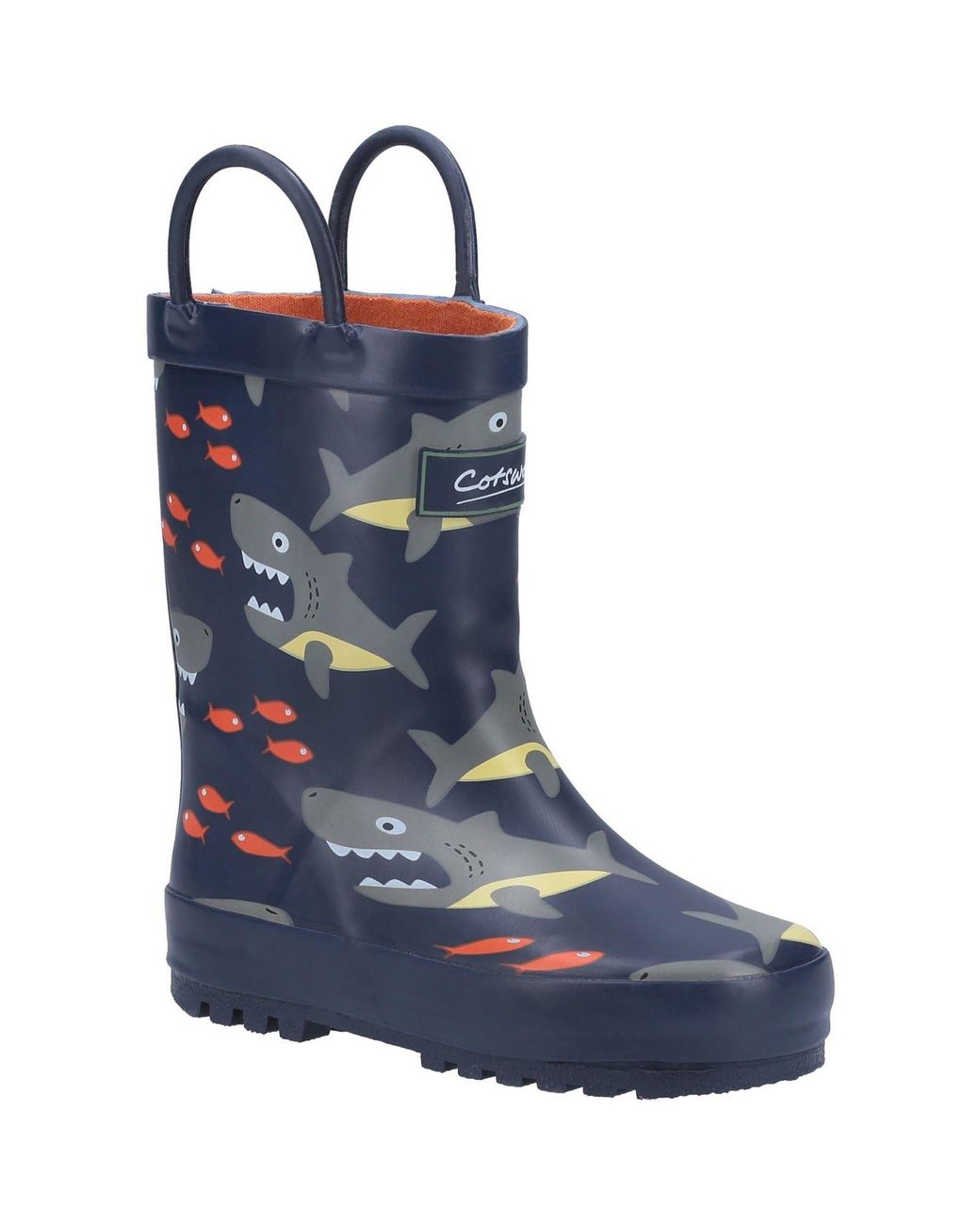 Cotswold Blue Puddle Rubber Shark Wellington Boots