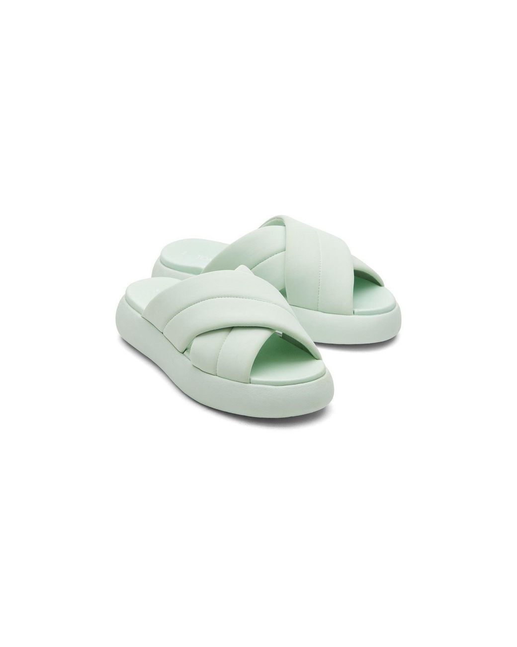 TOMS Green Mallow Crossover Polyester Blend Mint Slides
